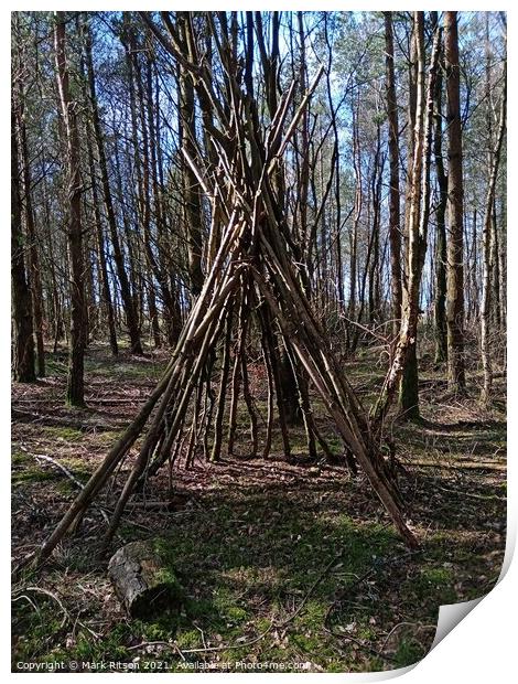 Abstract Tipi in the Woods  Print by Mark Ritson