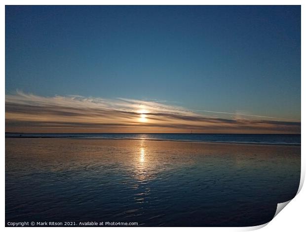 Blue and Gold Solway Sunset Print by Mark Ritson