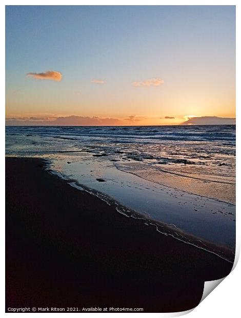 Sunset over the sea and sand  Print by Mark Ritson
