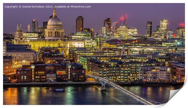 Twilight over the City of London Print by Daniel Nicholson
