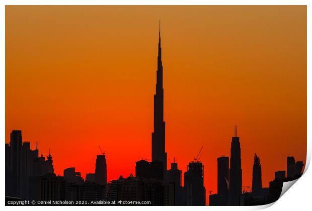 Red Sky over Dubai Print by Daniel Nicholson