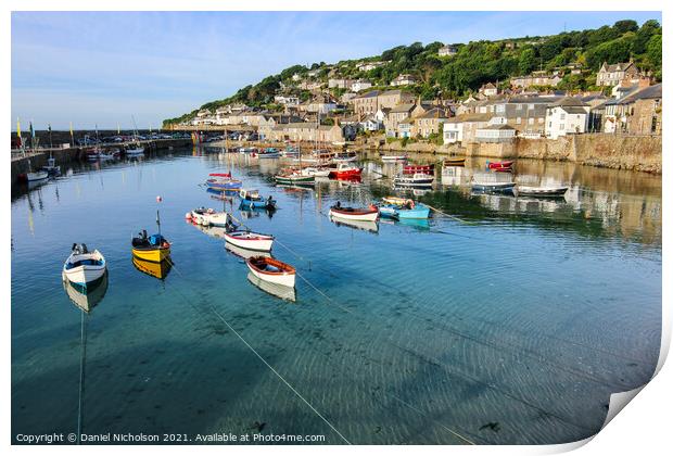 Fishing Boats in Mousehole Harbour, Cornwall Print by Daniel Nicholson