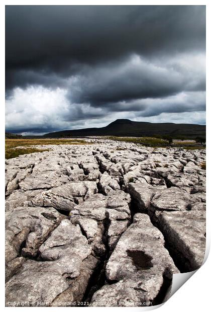 Ingleborough from Twisleton Scar Yorkshire Dales Print by Mark Sunderland