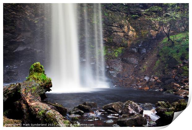 Whitfield Gill Force near Askrigg Print by Mark Sunderland