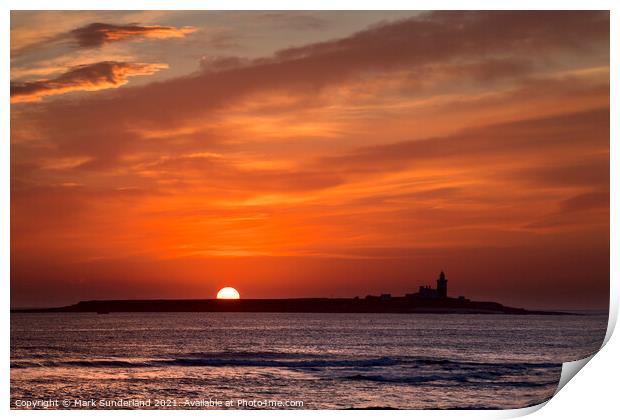 Sunrise over Coquet Island Print by Mark Sunderland