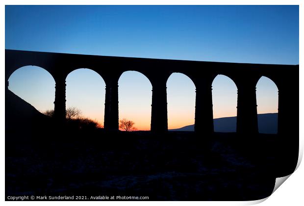 Arches of the Ribblehead Viaduct at Dusk Print by Mark Sunderland
