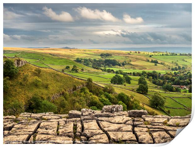 View from Malham Cove Print by Mark Sunderland