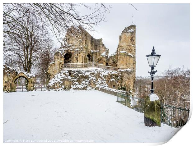 Knaresborough Castle in Winter Print by Mark Sunderland