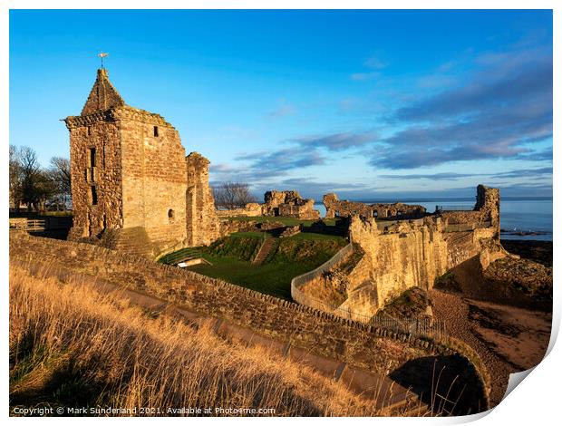 St Andrews Castle at Dawn Print by Mark Sunderland