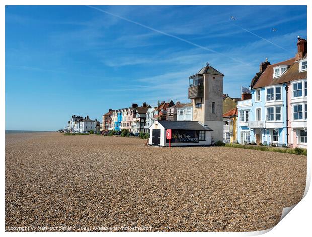 Aldeburgh Beach and Lookout Tower Print by Mark Sunderland