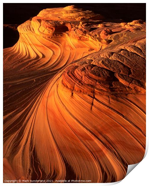 Sandstone Swirls at Coyote Buttes Print by Mark Sunderland