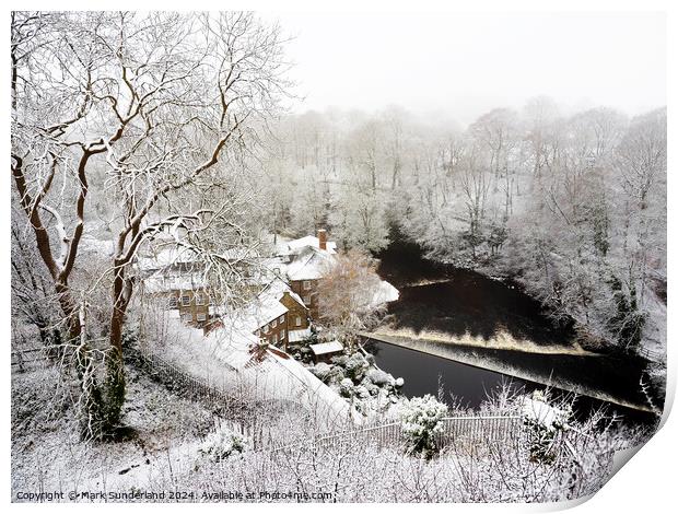 Castle Mills at Knaresborough in Winter Print by Mark Sunderland