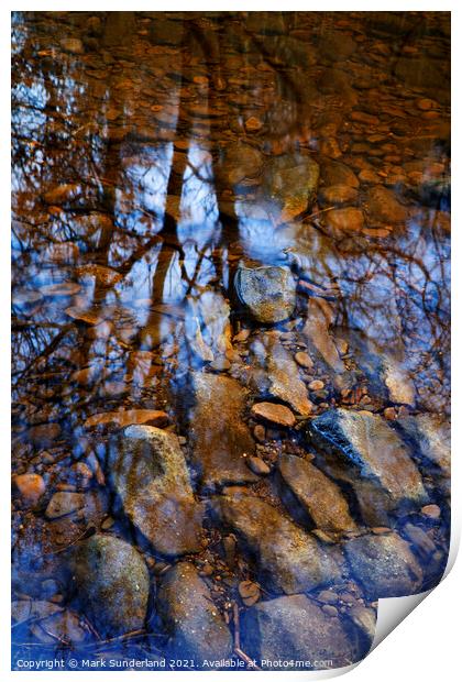 Reflection in Hebden Water Print by Mark Sunderland