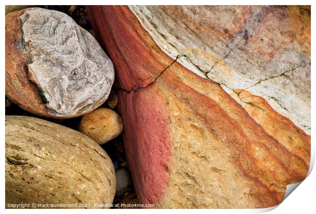 Colourful Stones on the Beach at Hayburn Wyke Print by Mark Sunderland