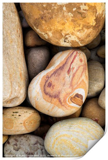 Colourful Stones on the Beach at Hayburn Wyke Print by Mark Sunderland