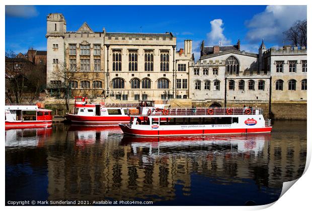 Boats on the River Ouse at York Print by Mark Sunderland