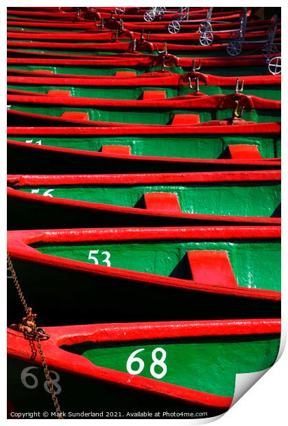 Rowing Boats on the River Nidd at Knaresborough Print by Mark Sunderland