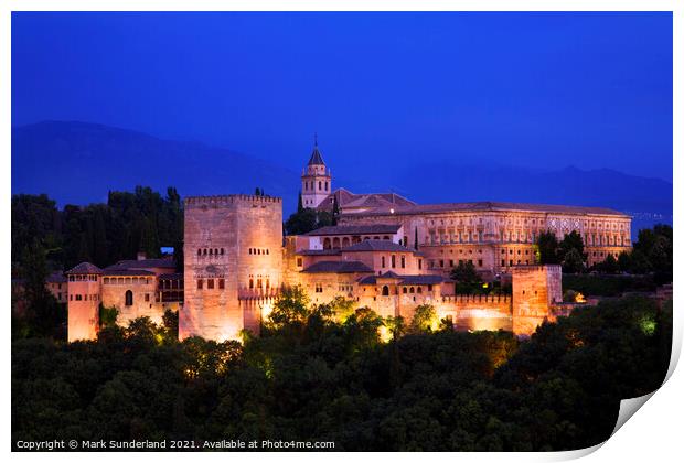 The Alhambra Palace Granada Print by Mark Sunderland
