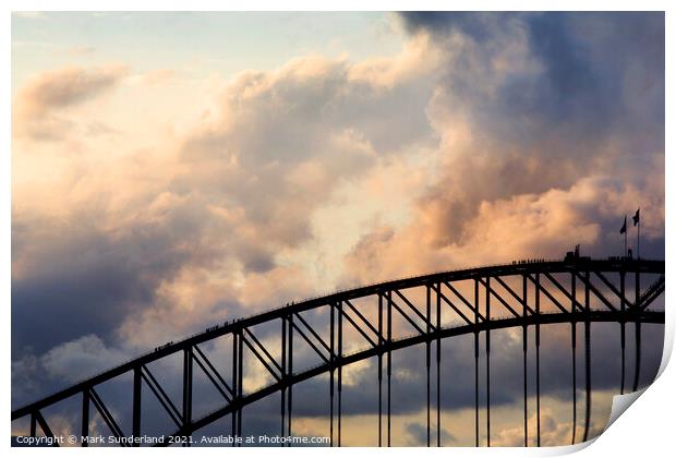 Sydney Harbour Bridge Climb at Dusk Print by Mark Sunderland