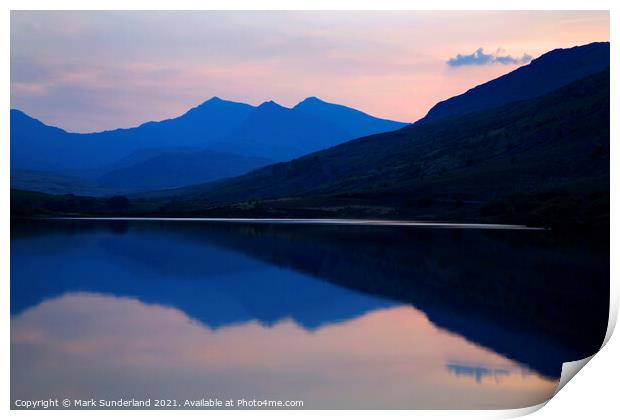 Snowdon Horseshoe at Sunset Wales Print by Mark Sunderland