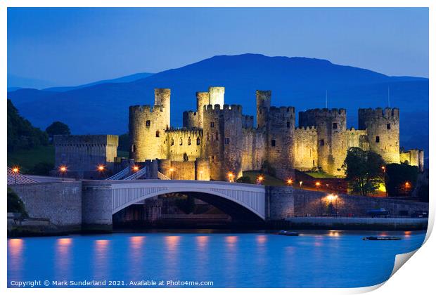 Conway Castle at Dusk Print by Mark Sunderland