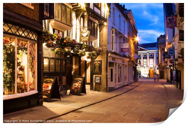 Stonegate at Dusk York Print by Mark Sunderland