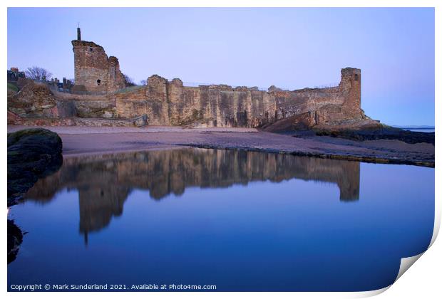St Andrews Castle before Dawn Print by Mark Sunderland