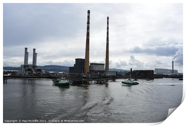  Poolbeg Power Station, Dublin Bay and Tugs Print by Paul McNiffe