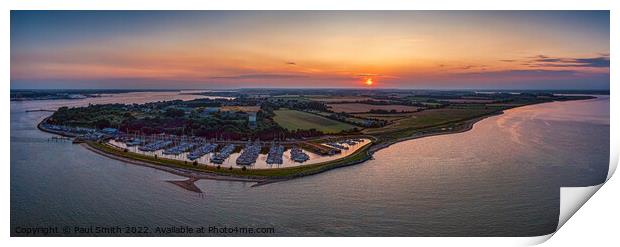 Shotley Gate Marina at Sunset Print by Paul Smith