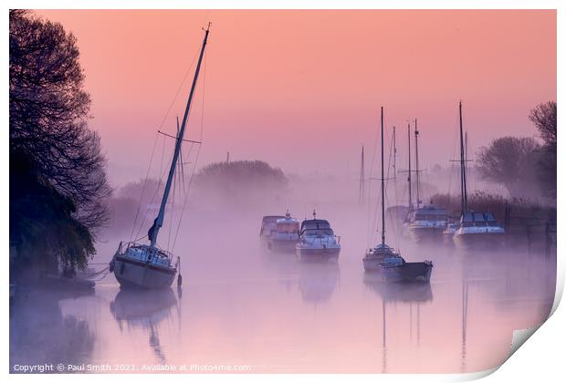 Pink Sunrise at Wareham Quay Print by Paul Smith