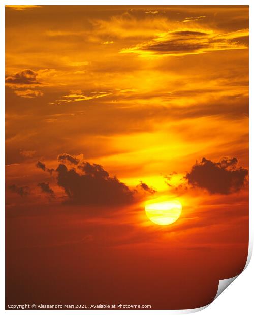 Vertical shot of a beautiful sunset sky Print by Alessandro Mari