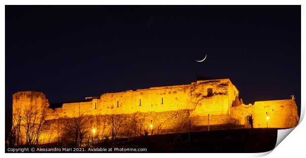 Castle of Cosenza by night in Calabria, Italy Print by Alessandro Mari