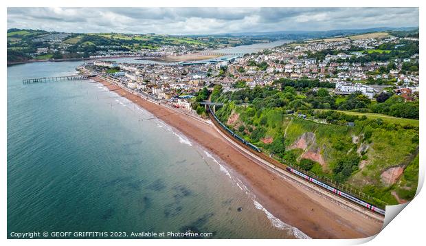 Pssing trains Teignmouth Print by GEOFF GRIFFITHS
