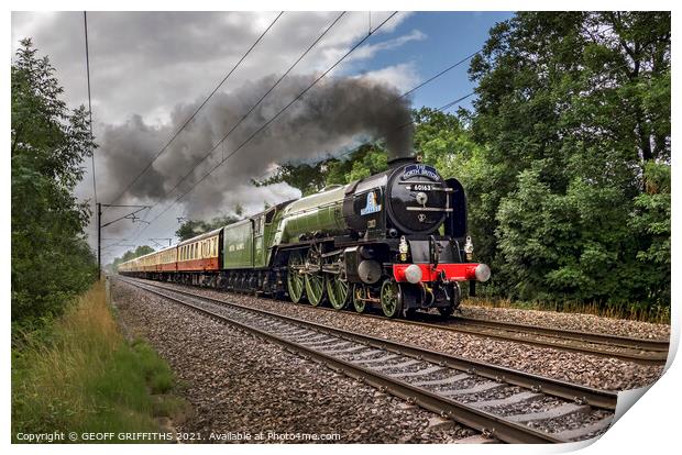 60163 Tornado passing Arksey Doncaster with The North Briton Print by GEOFF GRIFFITHS