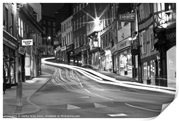 light trails Print by Verity Gray