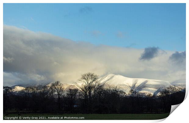 snowy mountain Print by Verity Gray