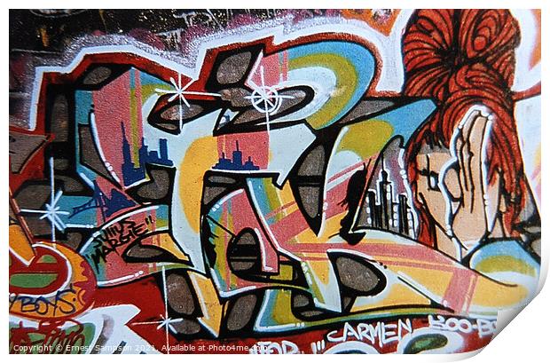 Graffiti Street Art Mural, New York USA. Print by Ernest Sampson