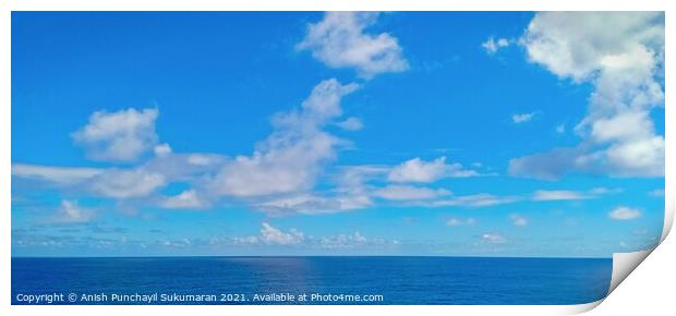 clam and blue ocean and beautiful sky Print by Anish Punchayil Sukumaran