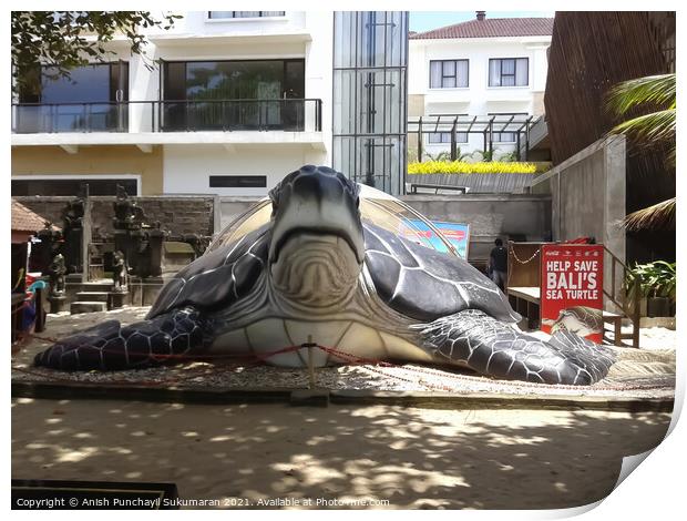 , giant turtle sculpture in Bali beach ,  Print by Anish Punchayil Sukumaran