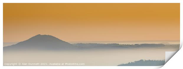 Sunrise mist in the valley Print by Alan Dunnett
