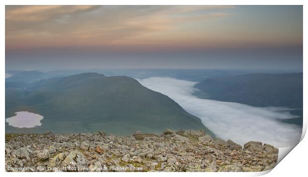 Wastwater mist from Scafell Print by Alan Dunnett