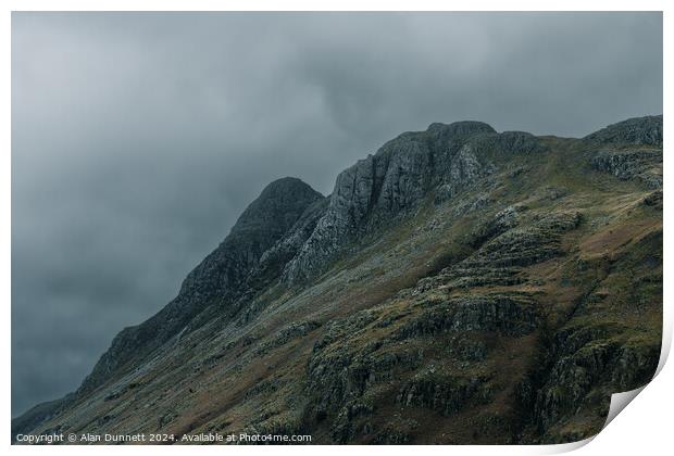 Langdale Pikes in shade Print by Alan Dunnett