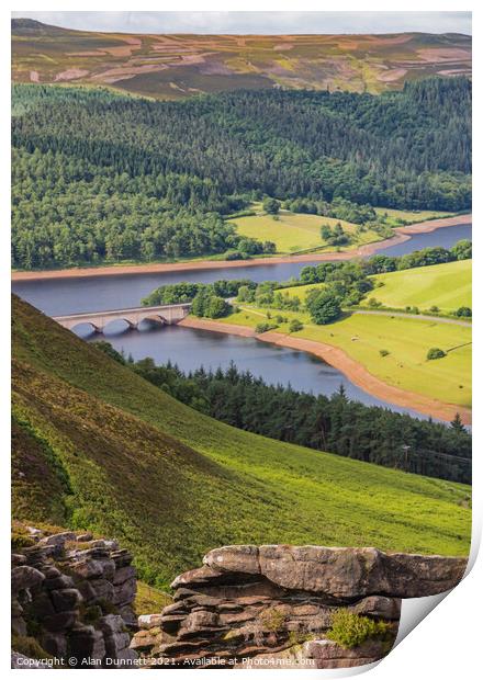 Ladybower from above Print by Alan Dunnett