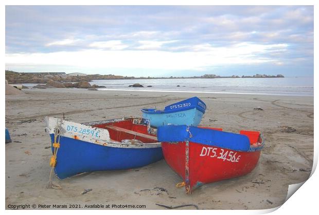 Fisherman boats Paternoster South Africa Print by Pieter Marais
