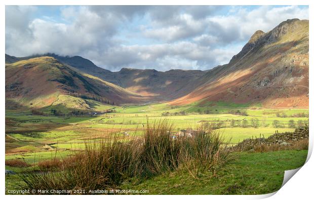 Mickleden and Oxendale valleys, Langdale Print by Photimageon UK
