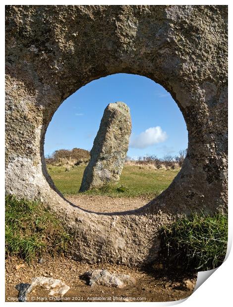 Men an Tol standing stones, Cornwall Print by Photimageon UK