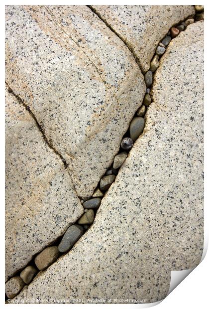 Pebbles trapped in White Skye Marble fissure Print by Photimageon UK