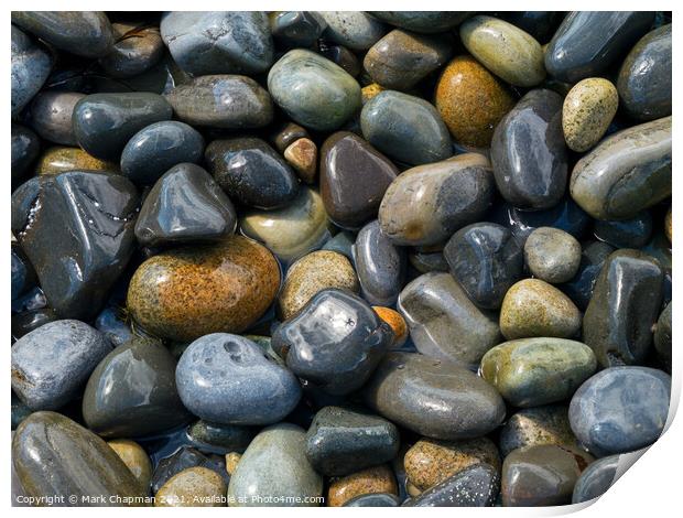 Wet colourful beach pebbles Print by Photimageon UK
