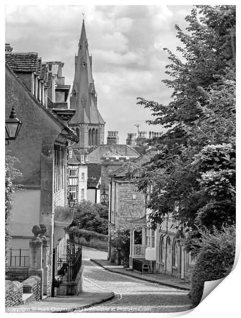 Cobbled street, Barn Hill, Stamford, Lincs, England, UK Print by Photimageon UK