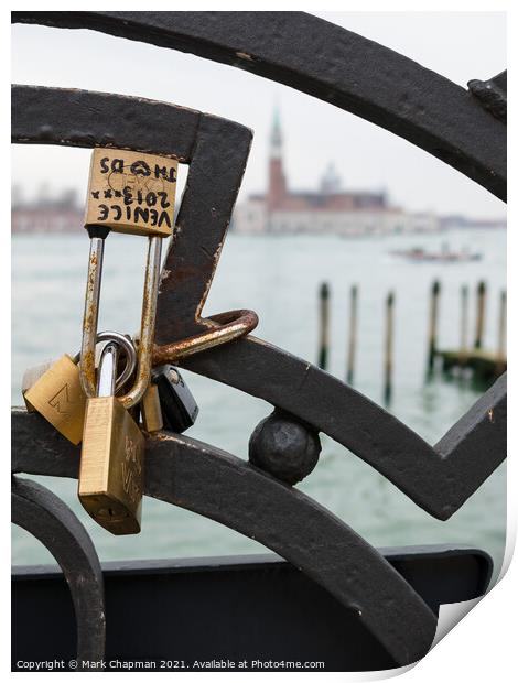 Love Locks, Venice Print by Photimageon UK